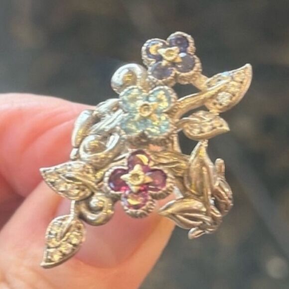 BARBARA BIXBY RING LOTUS FLOWER STATEMENT STERLING 925 RHODOLITE GEMS 7.5 EUC - Picture 16 of 16